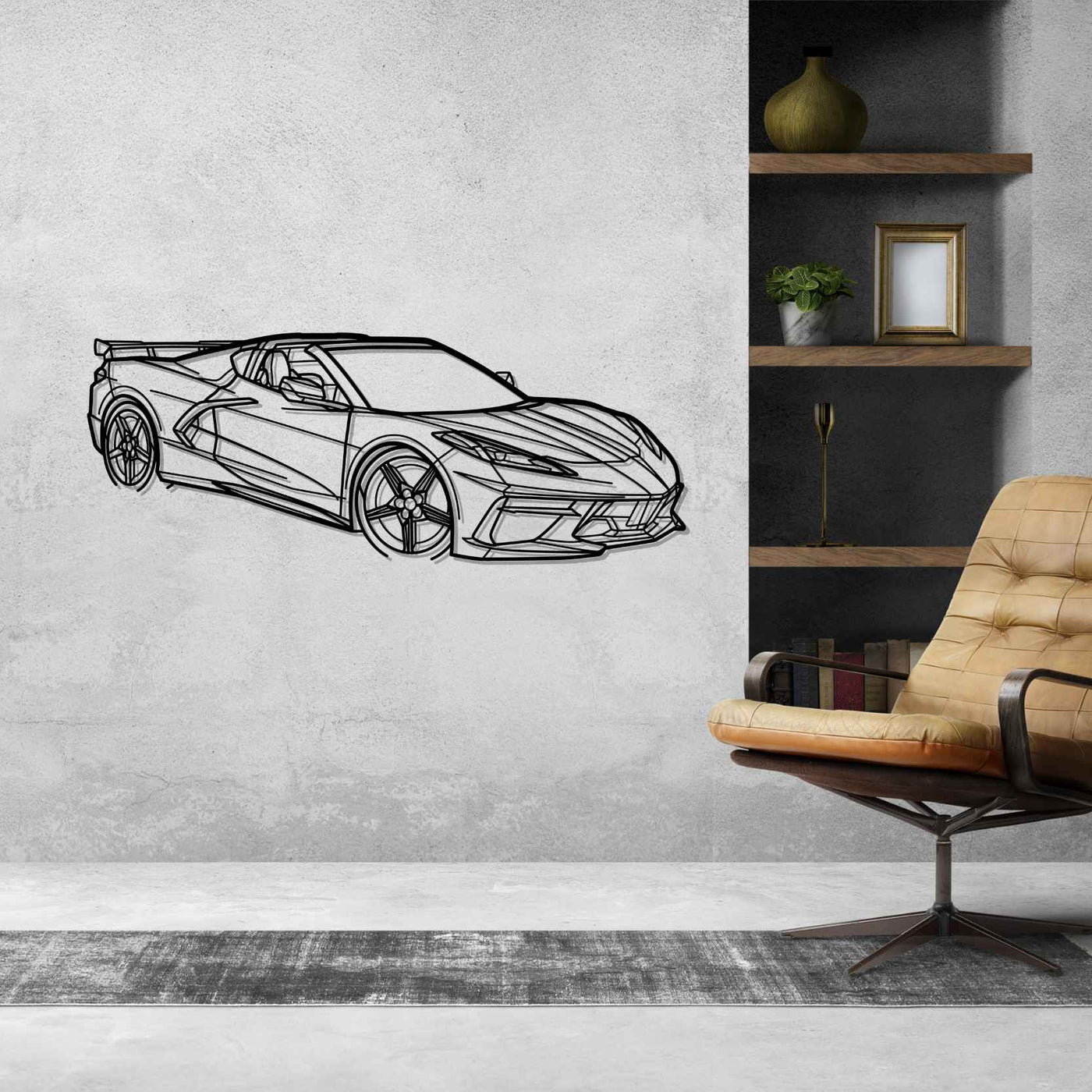 Corvette C8 HTC Angle Silhouette Metal Wall Art