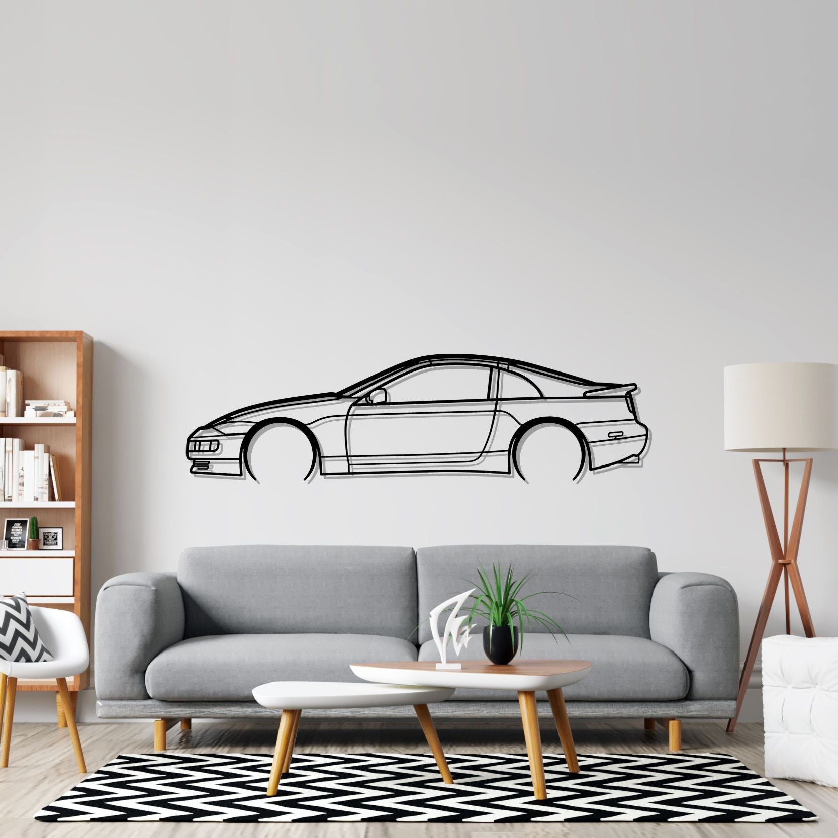 300ZX 1990 Detailed Silhouette Metal Wall Art – PetrolVibes