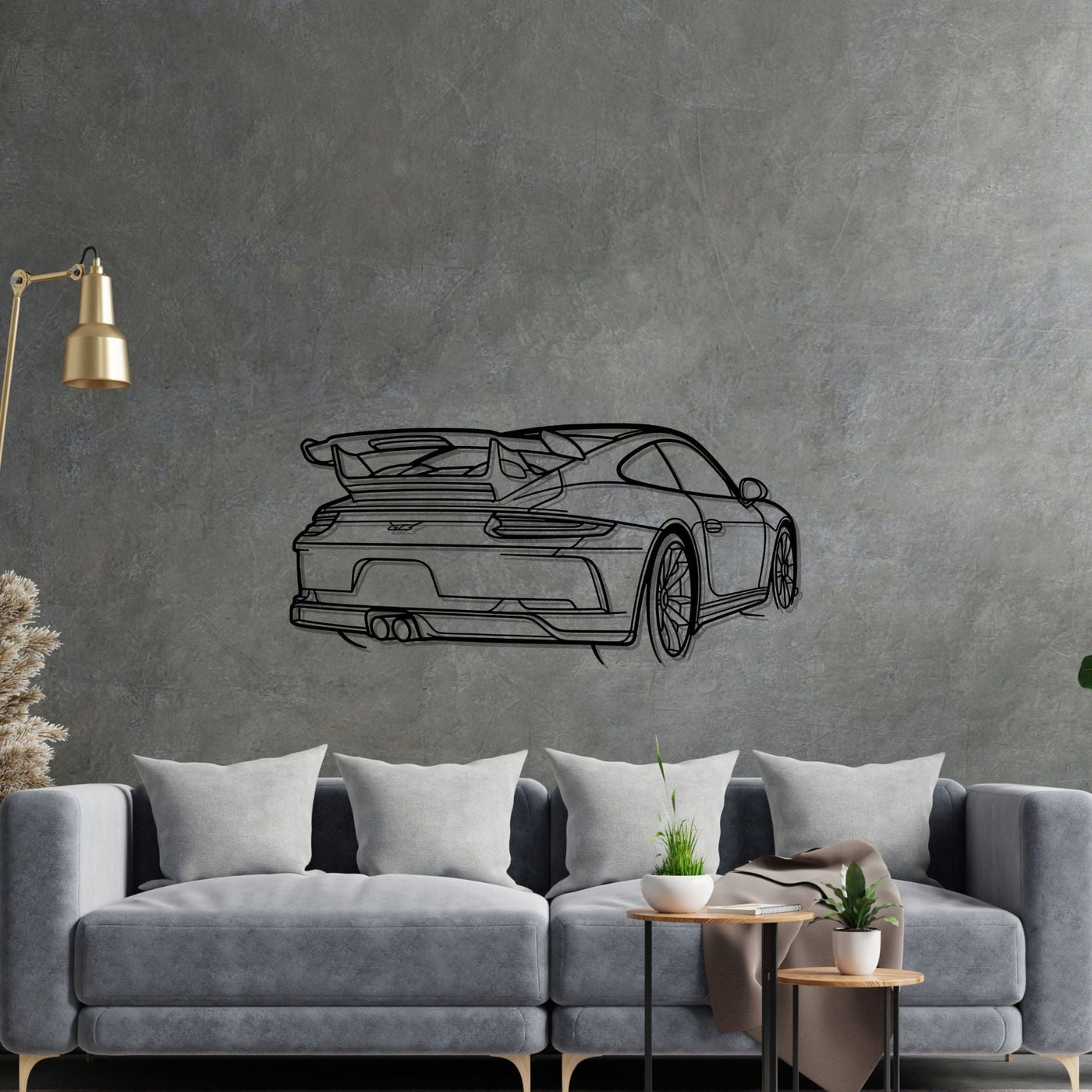 911 GT3 model 991 Back Angle Silhouette Metal Wall Art
