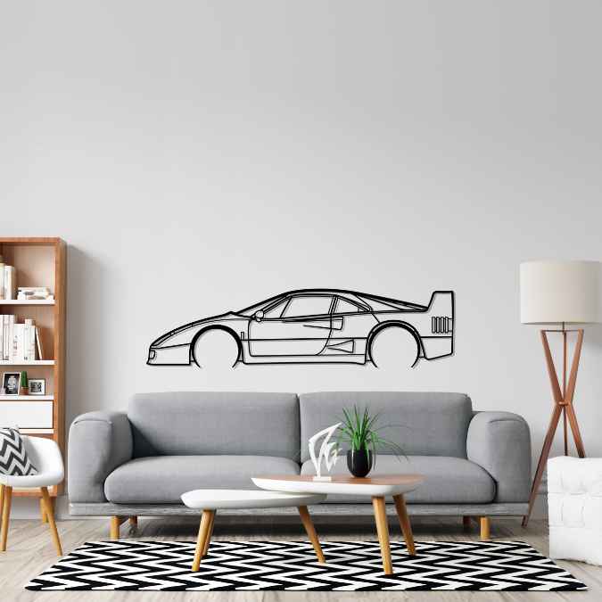 F40 Detailed Silhouette Metal Wall Art