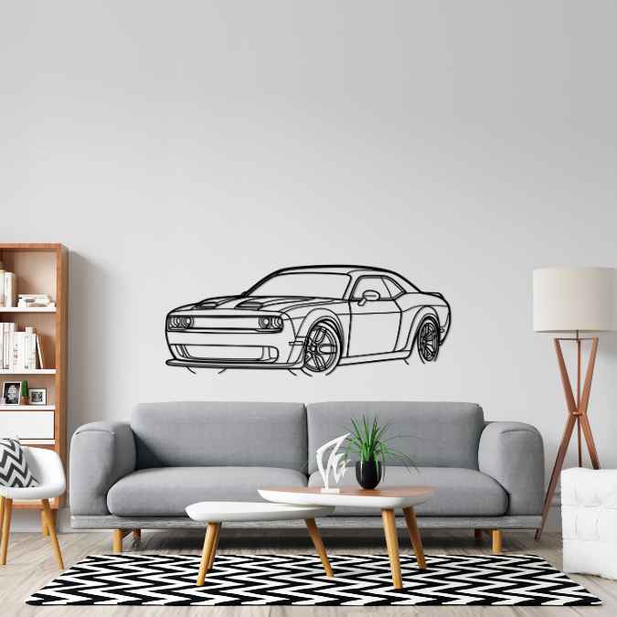 Challenger SRT 2019 Angle Silhouette Metal Wall Art