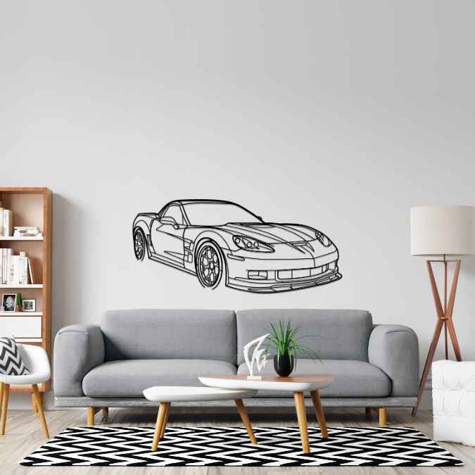 Corvette C6 ZR1 Angle Silhouette Metal Wall Art