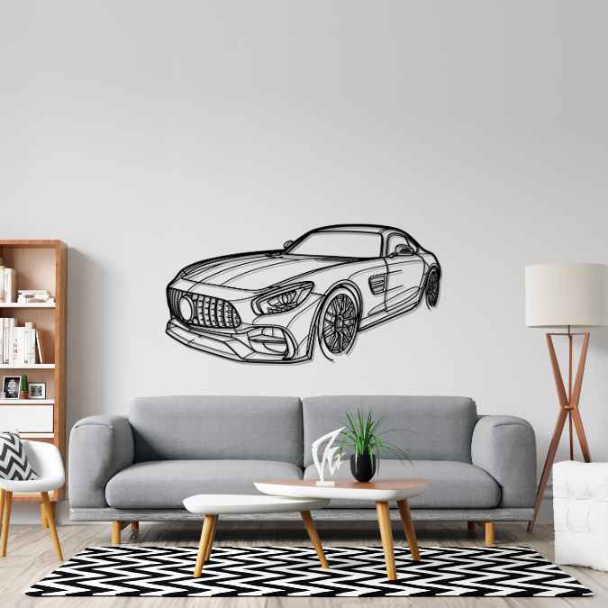 AMG GT 2017 Angle Silhouette Metal Wall Art