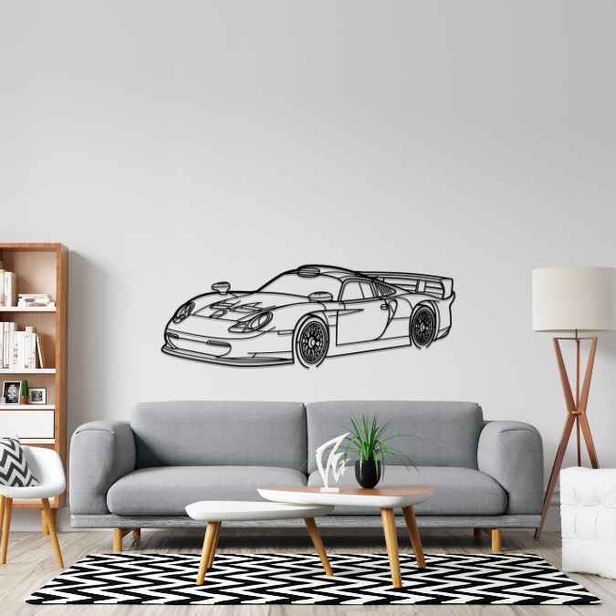 911 Model 996 GT1 Angle Silhouette Metal Wall Art