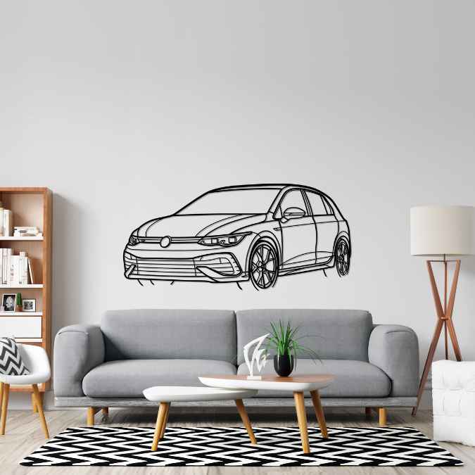 Golf R 2023 Angle Silhouette Metal Wall Art