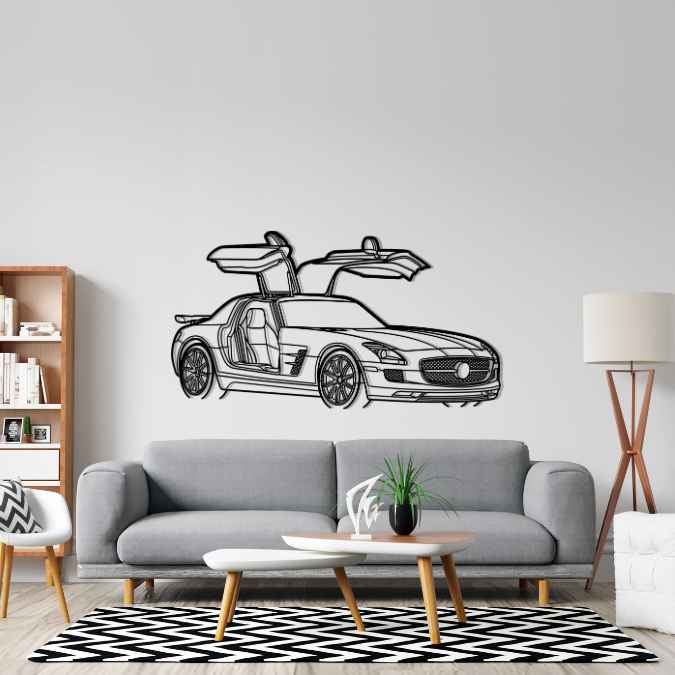 SLS AMG Angle Silhouette Metal Wall Art