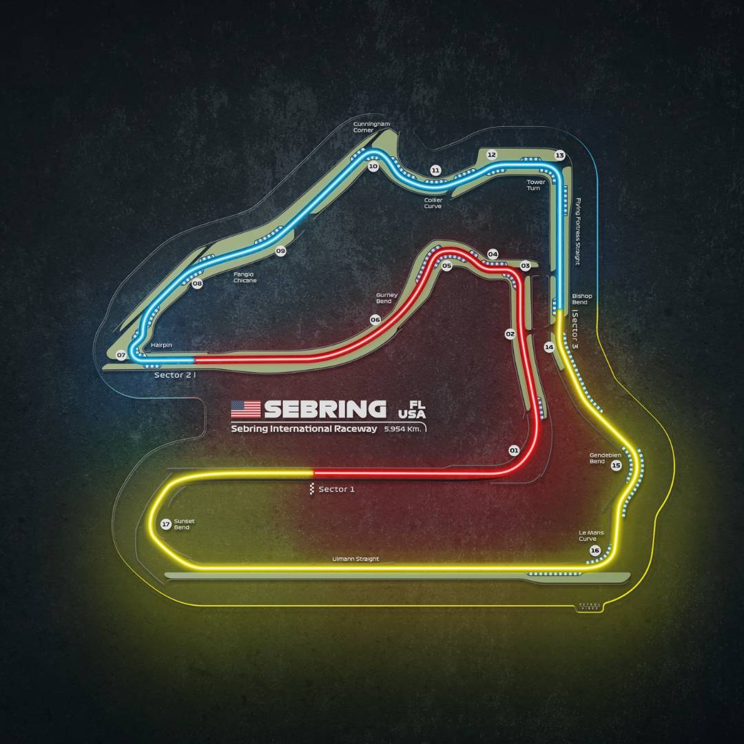 Sebring Racing Line Sebring International Raceway Neon Race Track – PetrolVibes