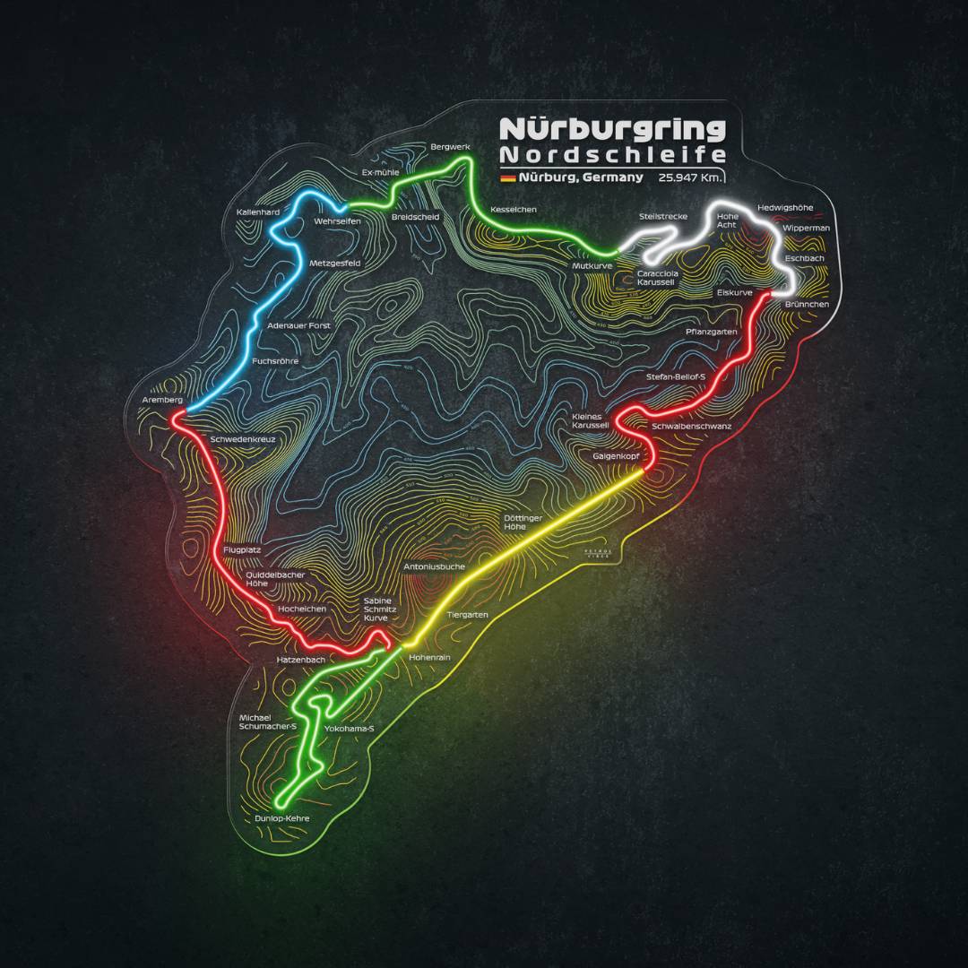 Nurburgring Racing Line Nürburgring Nordschleife Neon Race Track – PetrolVibes