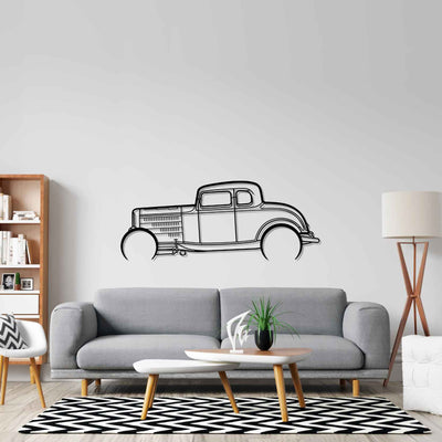 Highboy Coupe 1932 Detailed Silhouette Metal Wall Art