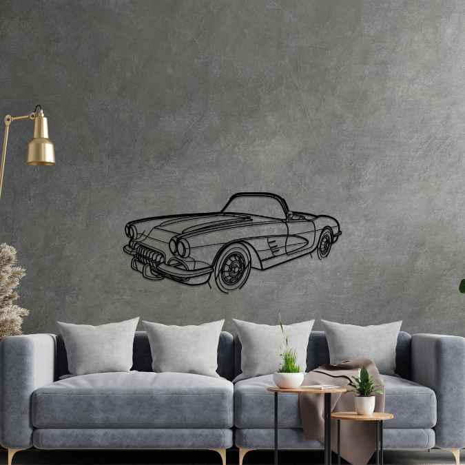 Corvette C1 1960 Angle Silhouette Metal Wall Art