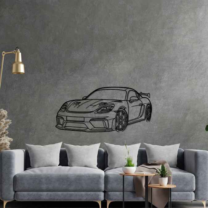 Cayman 718 GT4 RS Angle Silhouette Metal Wall Art