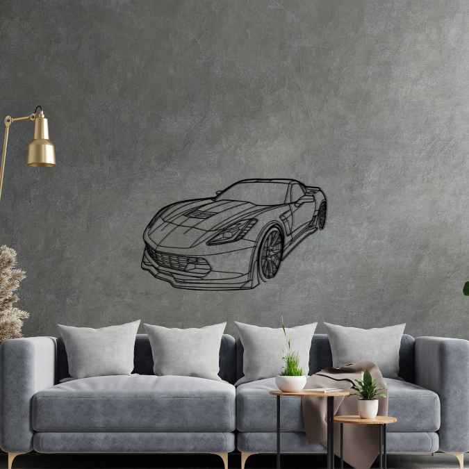 Corvette C7 Z06 Angle Silhouette Metal Wall Art