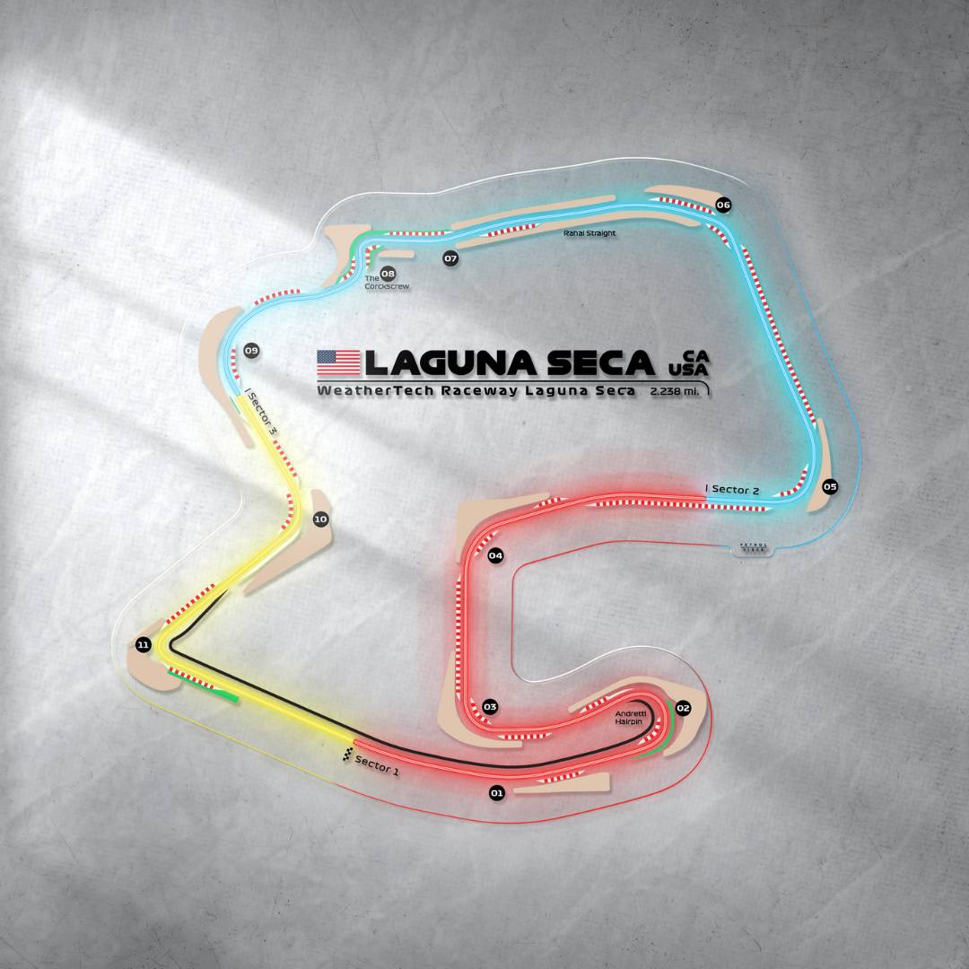 Laguna Seca Raceway Neon Race Track