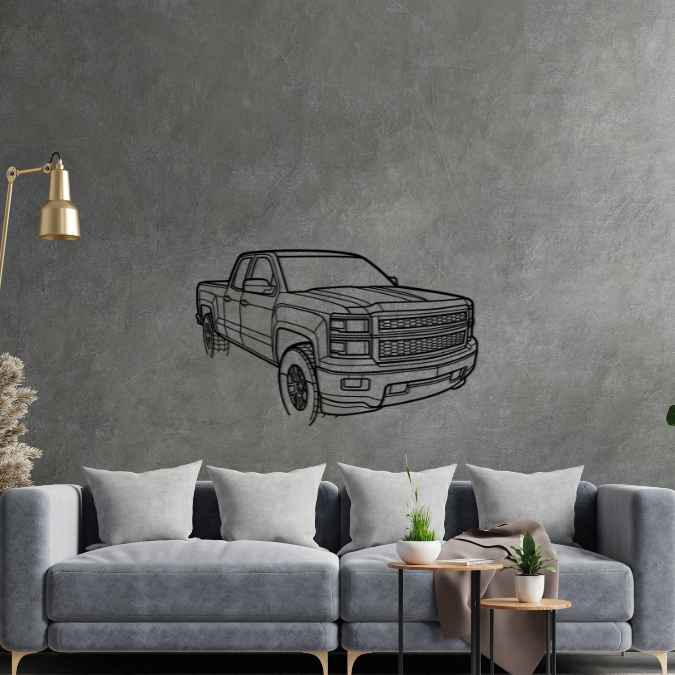 Silverado 1500 2015 Angle Silhouette Metal Wall Art