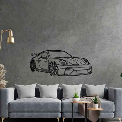 911 GT3 Model 992.2 Front Angle Silhouette Metal Wall Art