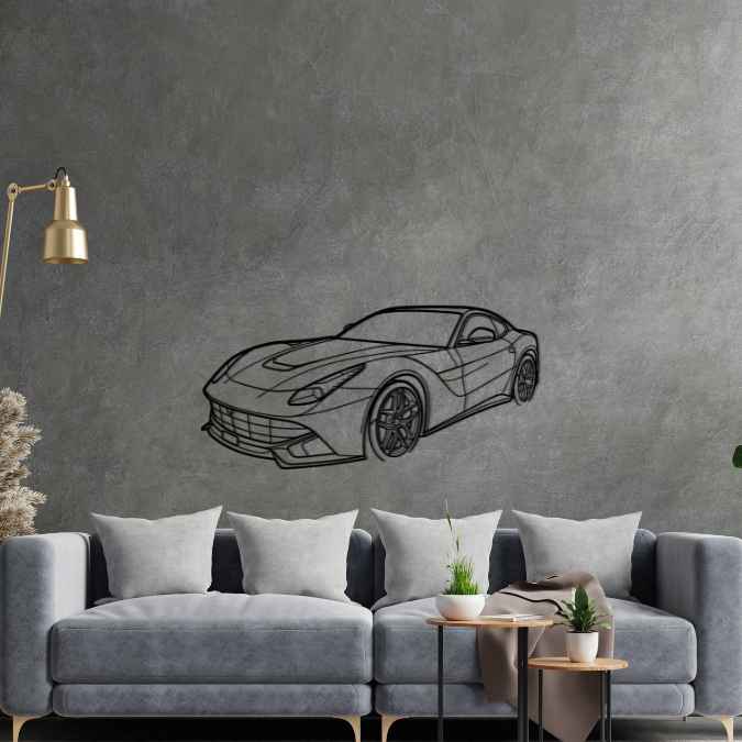 F12 Berlinetta 2013 Angle Silhouette Metal Wall Art