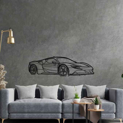 SF90 Stradale Angle Silhouette Metal Wall Art