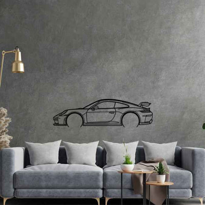 911 GT3 Model 992.2 Detailed Silhouette Metal Wall Art