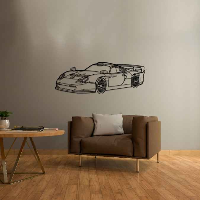 911 Model 996 GT1 Angle Silhouette Metal Wall Art