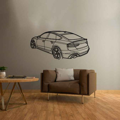 RS5 Sportback 2024 Back Angle Silhouette Metal Wall Art