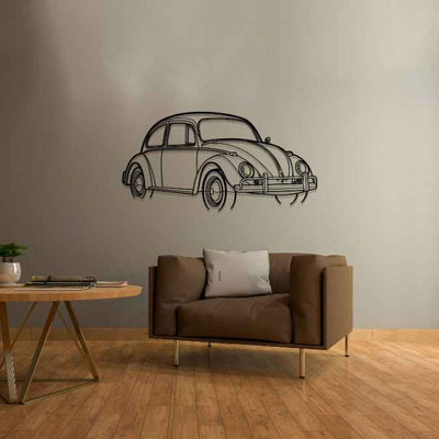 Beetle 1970 Angle Silhouette Metal Wall Art