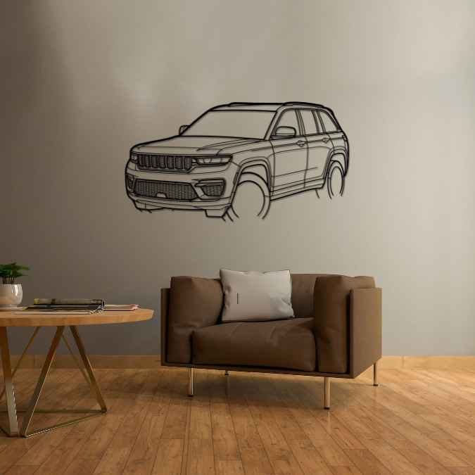 Grand Cherokee 4x4 Limited 2024 Angle Silhouette Metal Wall Art