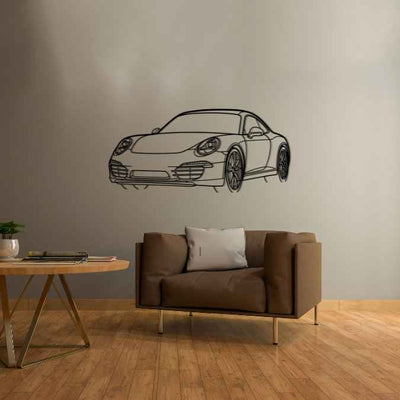 911 Model 991 Carrera 2012 Angle Silhouette Metal Wall Art