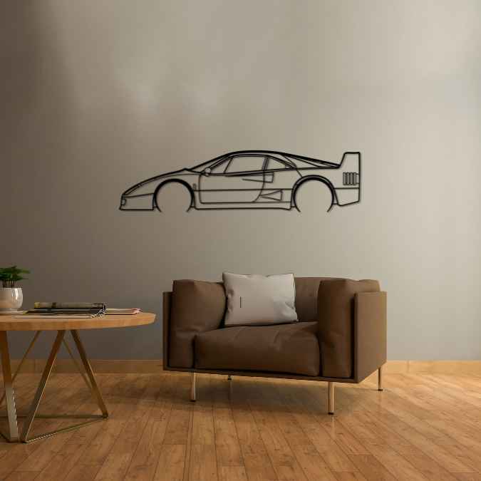 F40 Detailed Silhouette Metal Wall Art