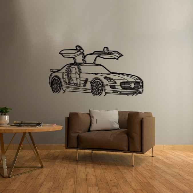 SLS AMG Angle Silhouette Metal Wall Art