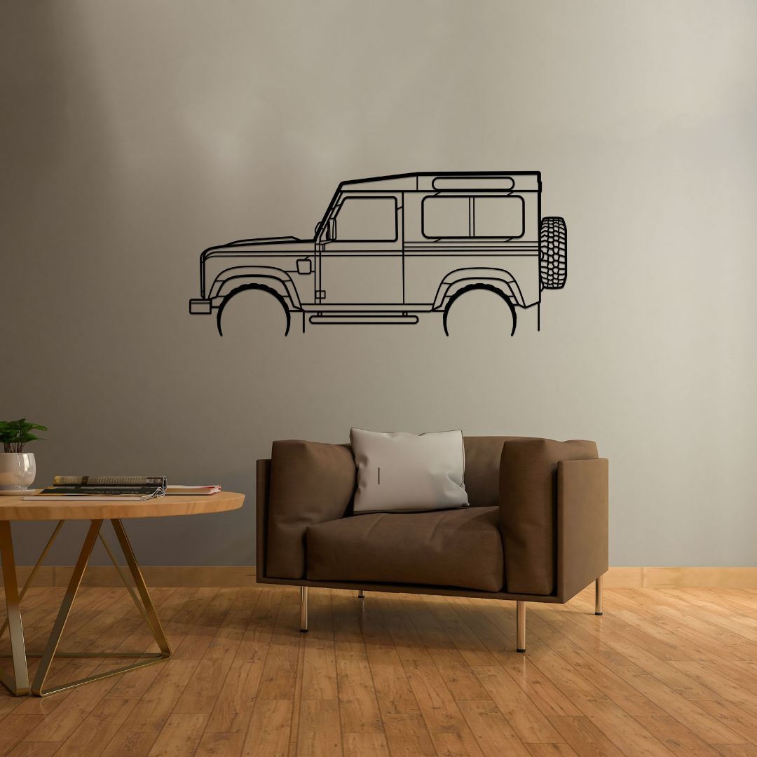 Defender 90 Detailed Silhouette Metal Wall Art – PetrolVibes