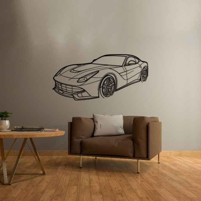 F12 Berlinetta 2013 Angle Silhouette Metal Wall Art