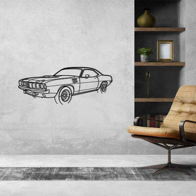 Cuda 1971 Angle Silhouette Metal Wall Art