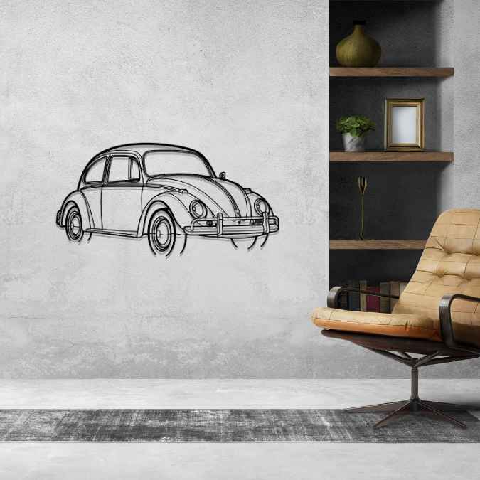 Beetle 1970 Angle Silhouette Metal Wall Art