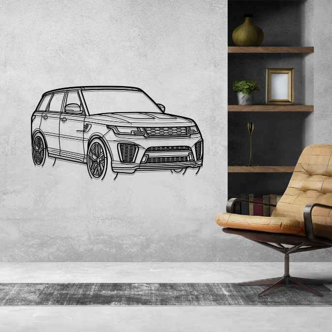 Range Rover Sport SVR 2021 Angle Silhouette Metal Wall Art