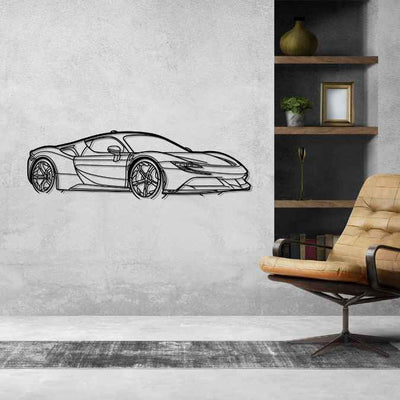 SF90 Stradale Angle Silhouette Metal Wall Art