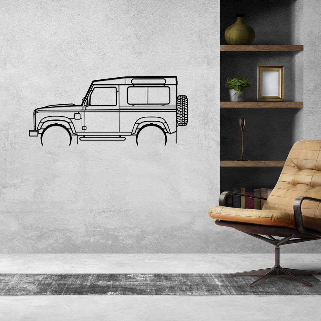 Defender 90 Detailed Silhouette Metal Wall Art – PetrolVibes