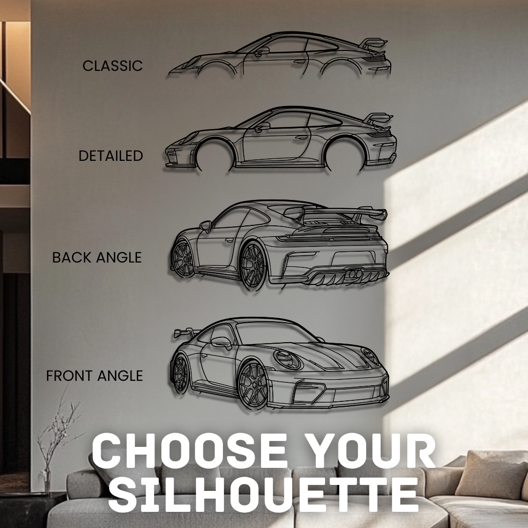 911 GT3 Model 992.2 Silhouette Metal Wall Art