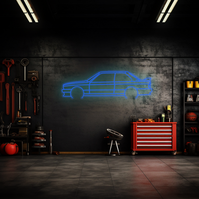 E30 M3 Detailed Neon Silhouette