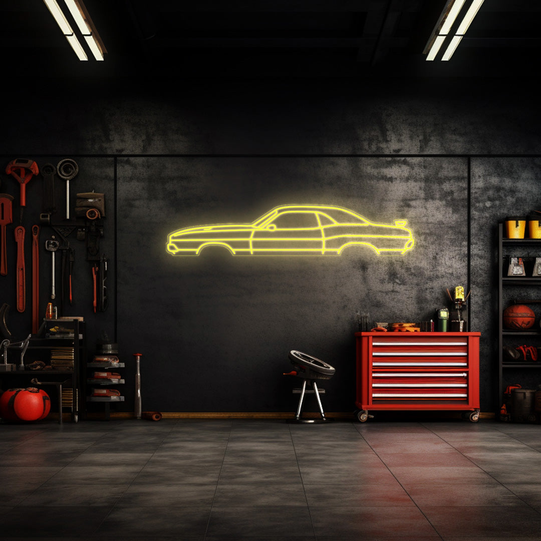 Challenger 1970 Neon Silhouette