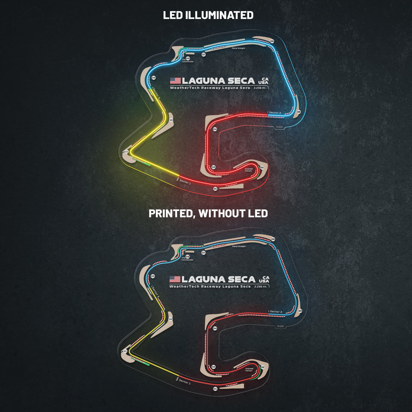 Laguna Seca Raceway Neon Race Track