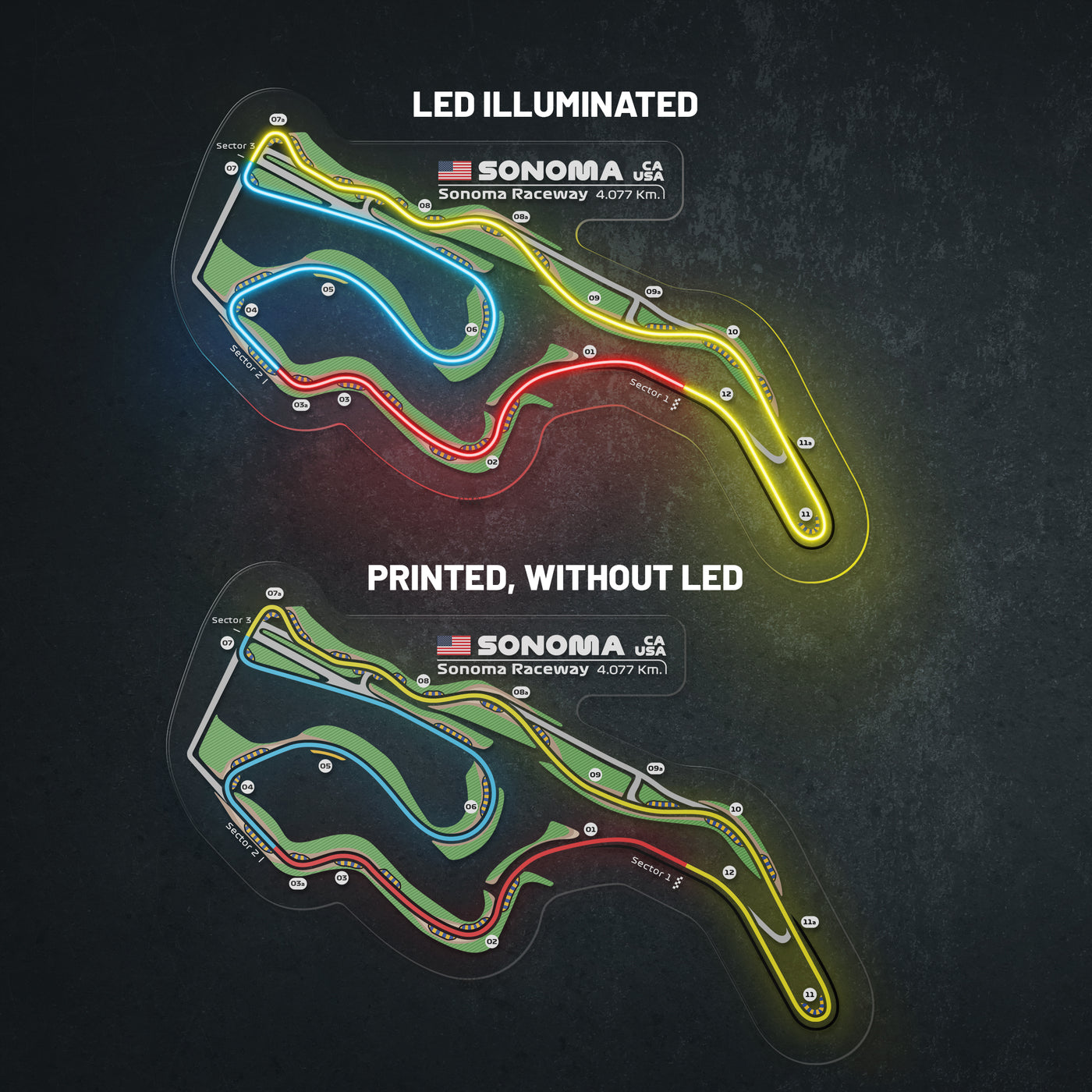 Sonoma Raceway Neon Race Track