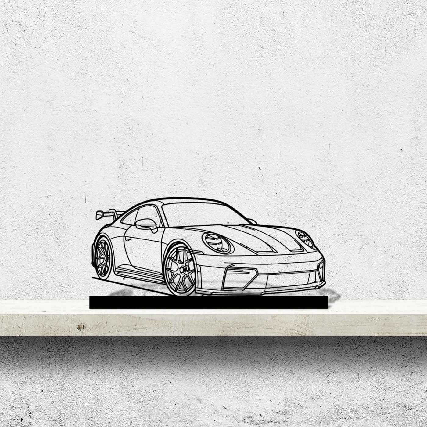 911 GT3 Model 992.2 Front Angle Silhouette Metal Art Stand