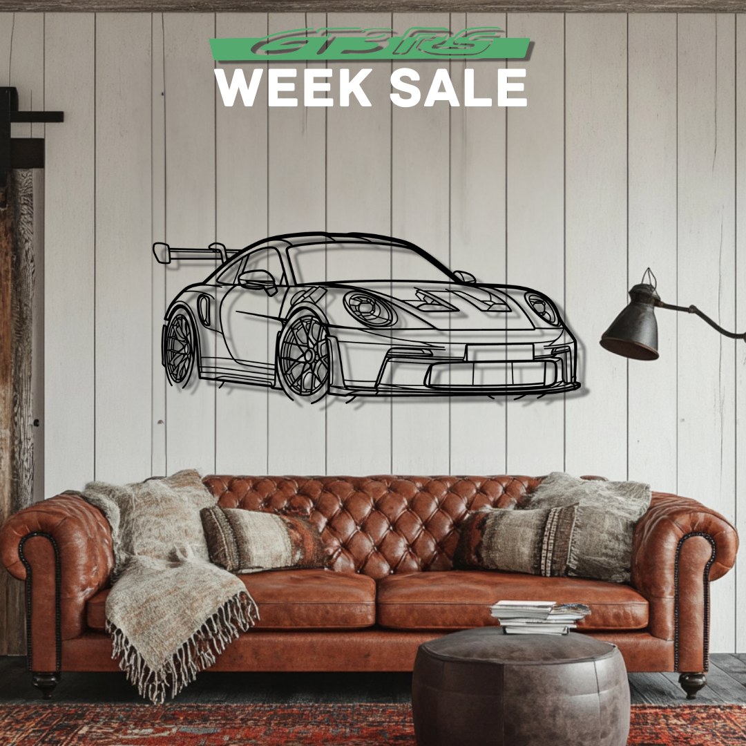 911 GT3 RS Model 992.1 Silhouette Metal Wall Art