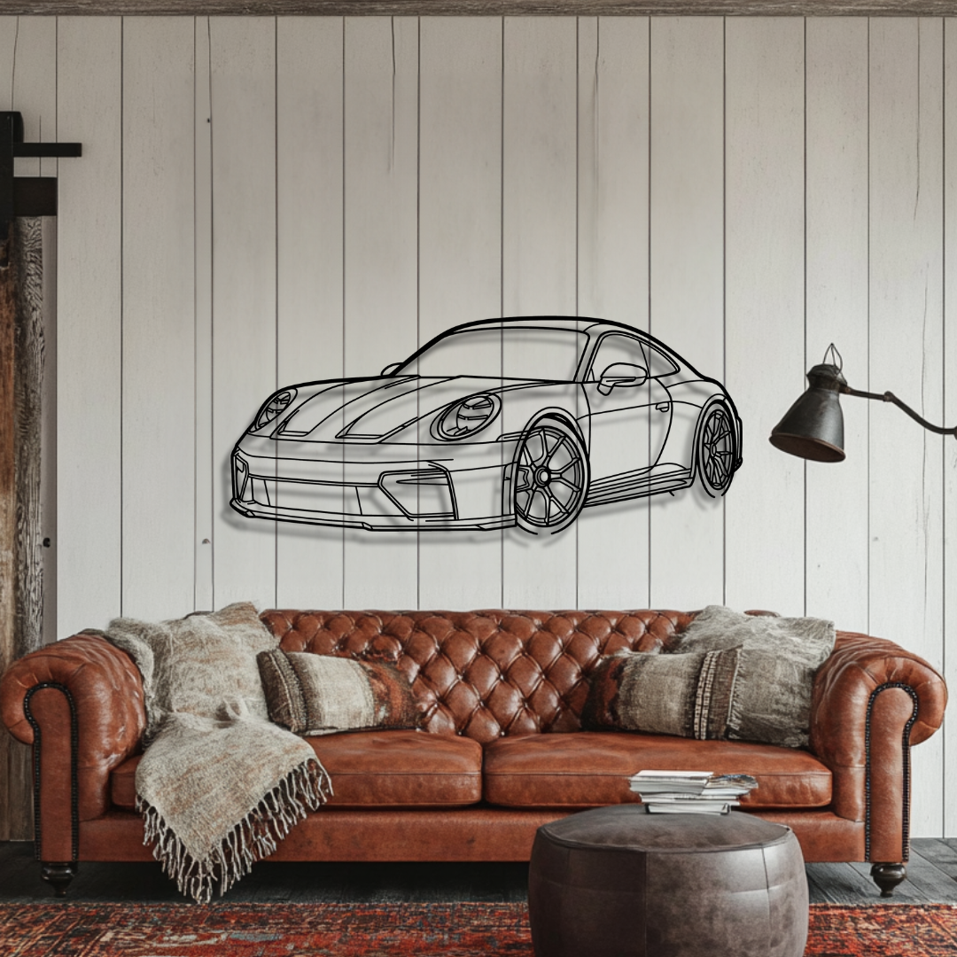 911 GT3 Model 992.2 Touring Silhouette Metal Wall Art