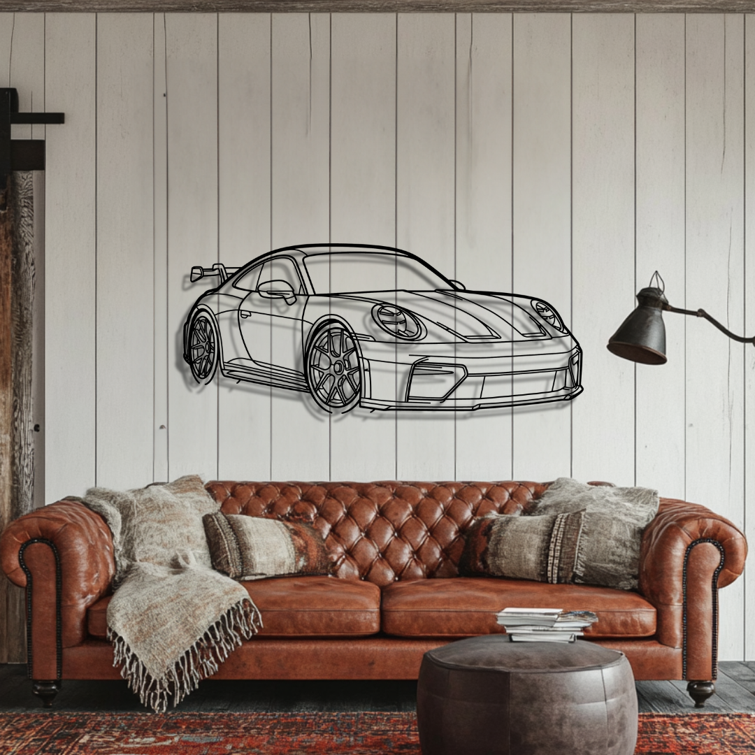 911 GT3 Model 992.2 Silhouette Metal Wall Art