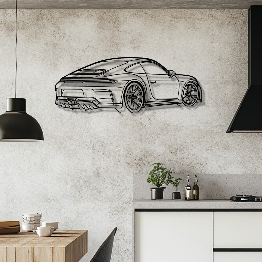 911 GT3 Model 992.2 Touring Silhouette Metal Wall Art