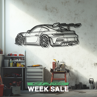 911 GT3 RS Model 992.1 Silhouette Metal Wall Art