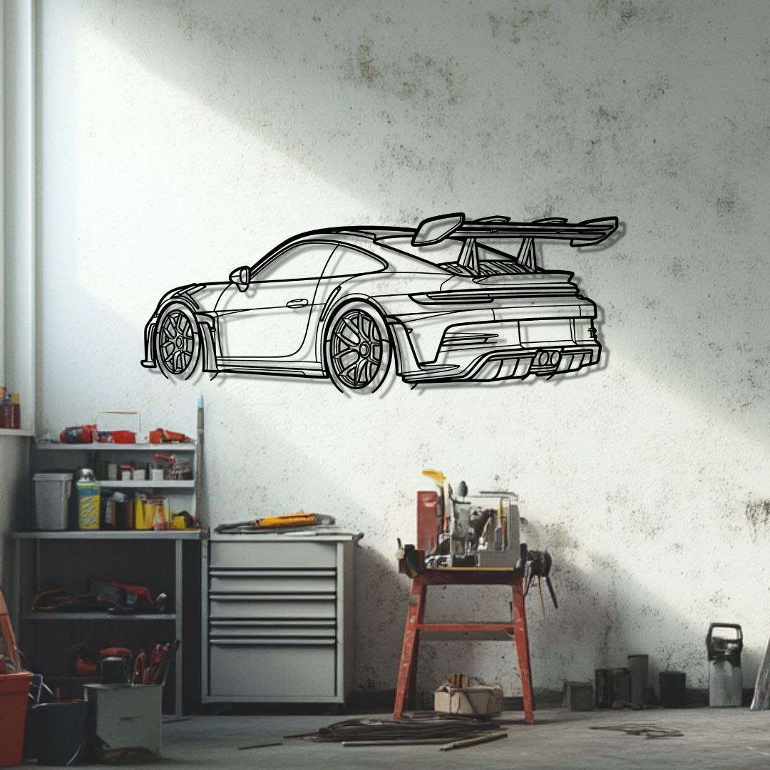 911 GT3 RS Model 992.1 Silhouette Metal Wall Art