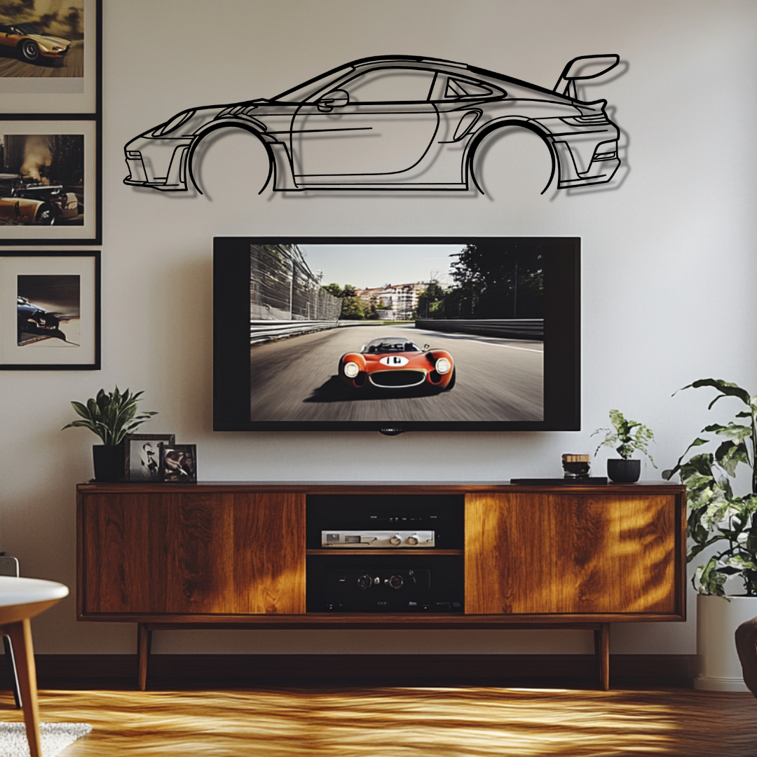 911 GT3 RS Model 992.1 Silhouette Metal Wall Art