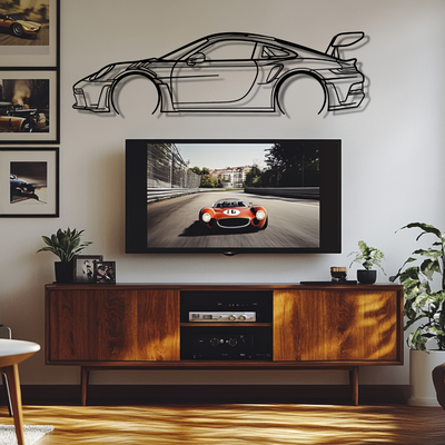 911 GT3 RS Model 992.1 Silhouette Metal Wall Art